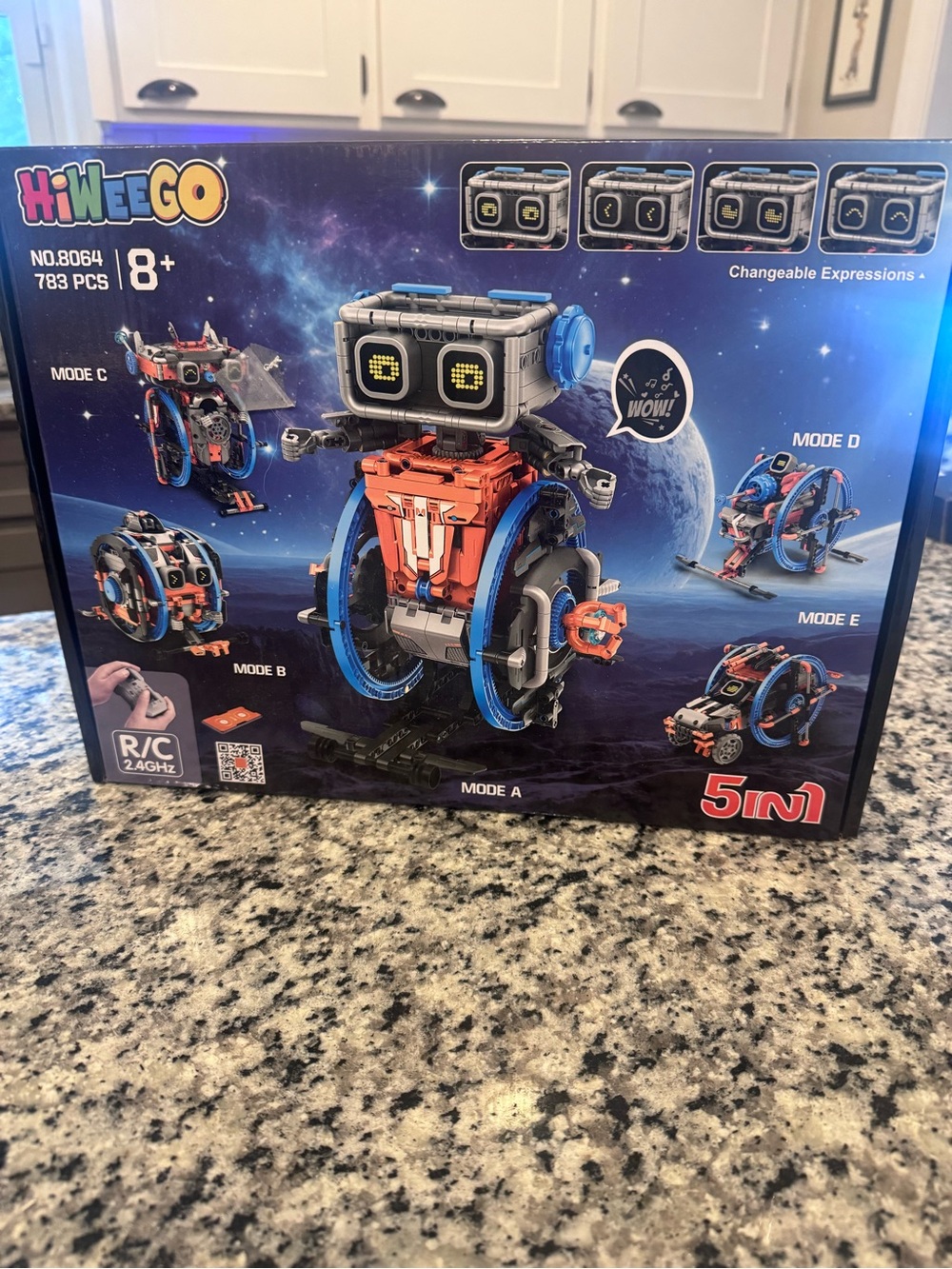 5-in-1 Kids Robot Building Set - Blue & Orange